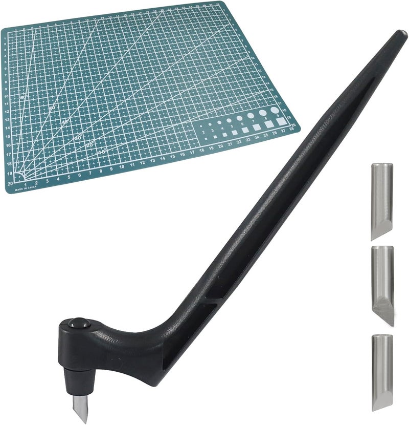 Moicstiy Craft Cutting Tools, Craft Cutting Knives with 3 different 360 Degree Rotating Blades and Cutting Mat, Stainless Steel Cutter Pen for Stencils Scrapbooks DIY Crafts (Black) - Image 2